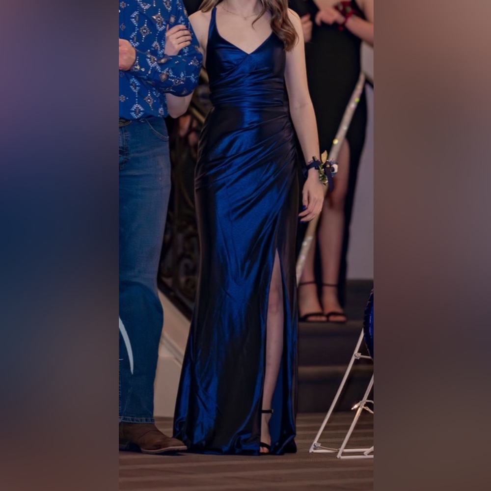 Elegant Blue Satin Gown